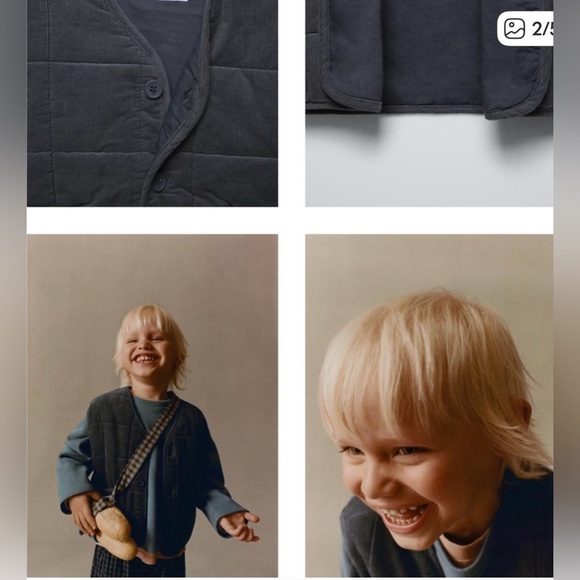 Kids Brown Quilted Vest with Pink Trim - Picture 5 of 5